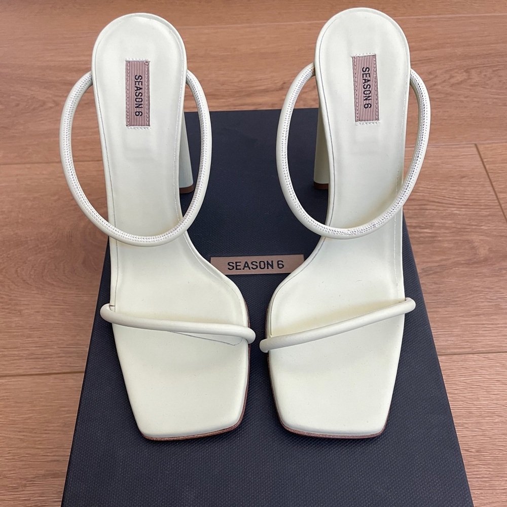 YEEZY S6 Faded Neon Yellow leather sandal, size 36.5